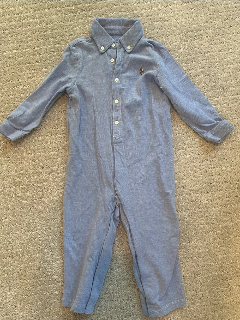 Baby Bundle of Ralph Lauren Polo One-Piece Long Sleeve Body Suits in Blue